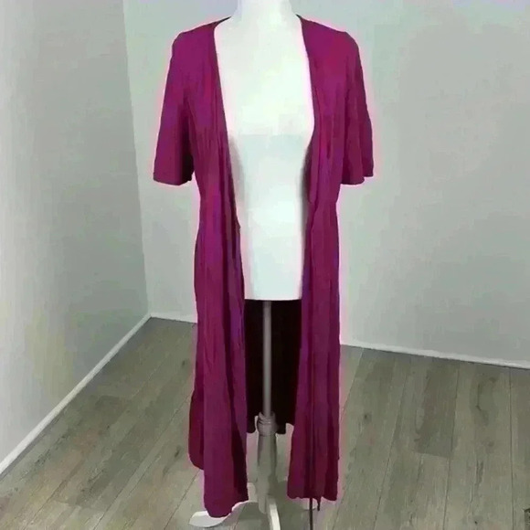 Old Navy Pink Long Open Front Short Sleeve Cardigan Size L - Picture 3 of 9